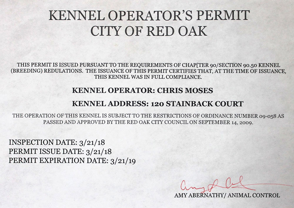 Kennel Operating Permit
